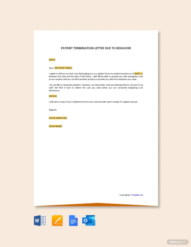 patient termination letter due to behavior template