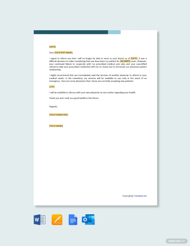 patient termination letter due to non compliance template