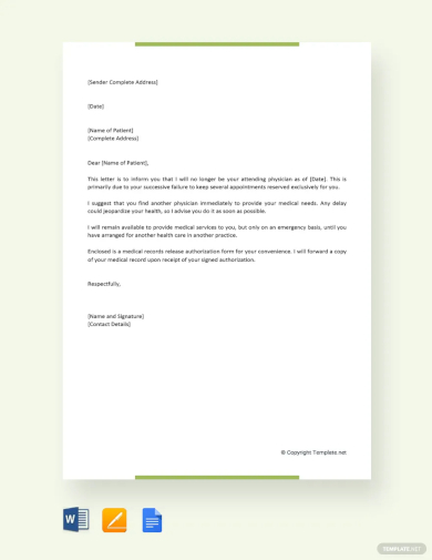 patient termination letter no show template