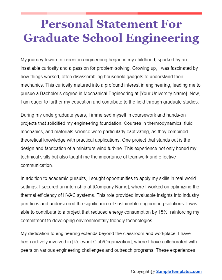 personal statement for graduate school engineering