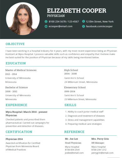 physician resume template