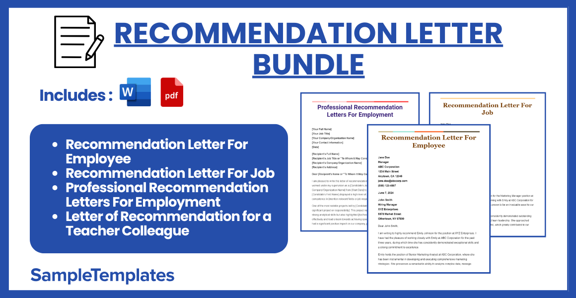 recommendation letter bundle