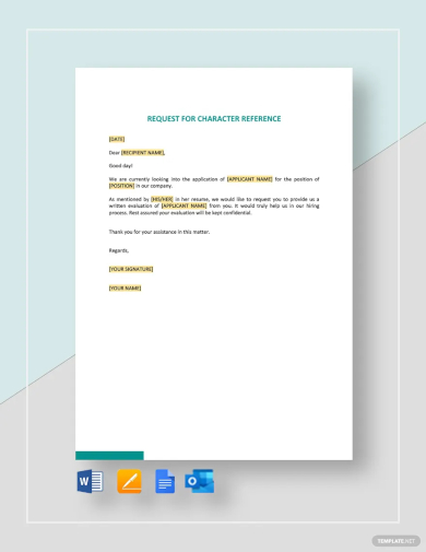 request for character reference letter template