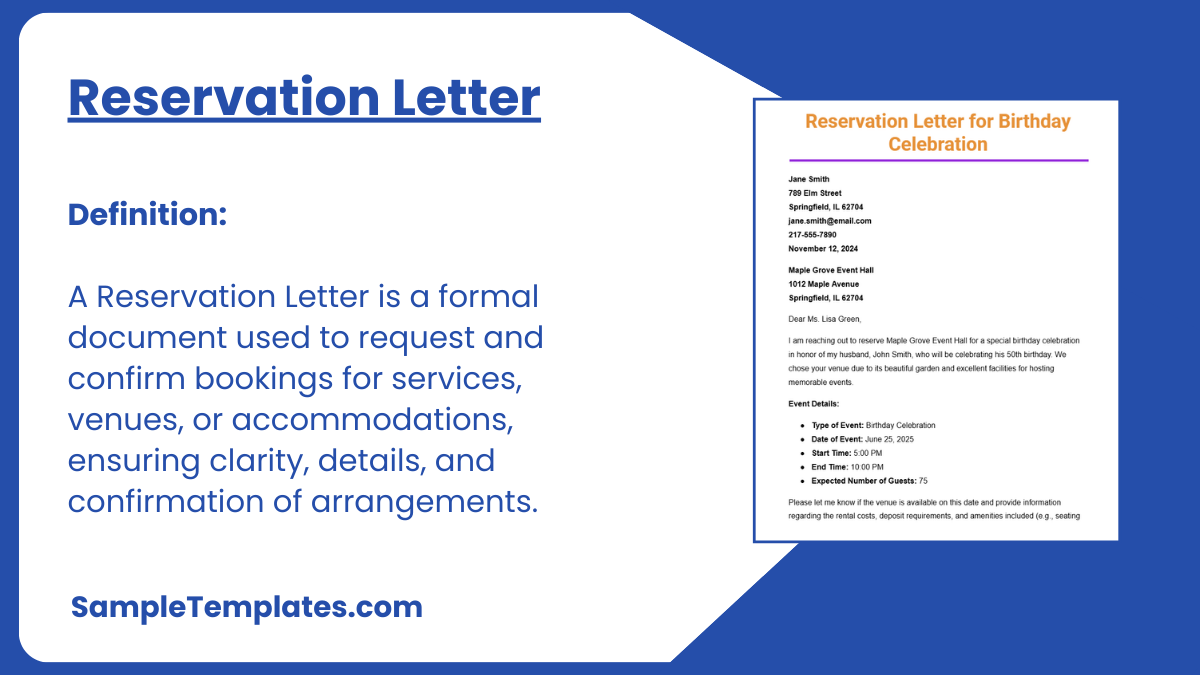 Reservation Letter