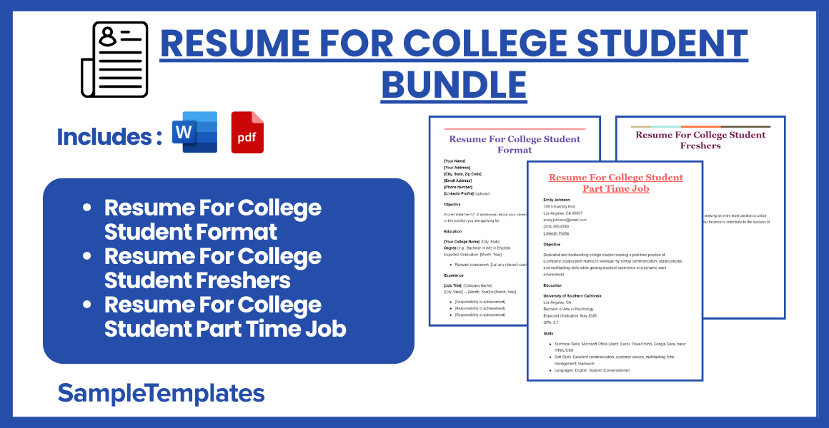 resume for college student bundle