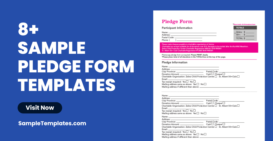 sample pledge form templates