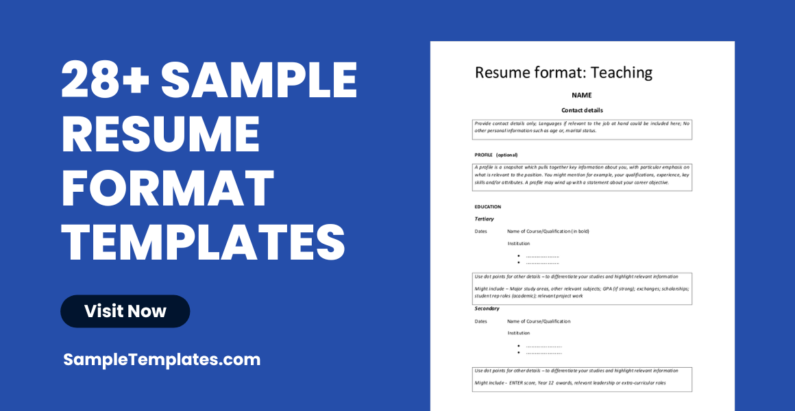 sample resume format templates