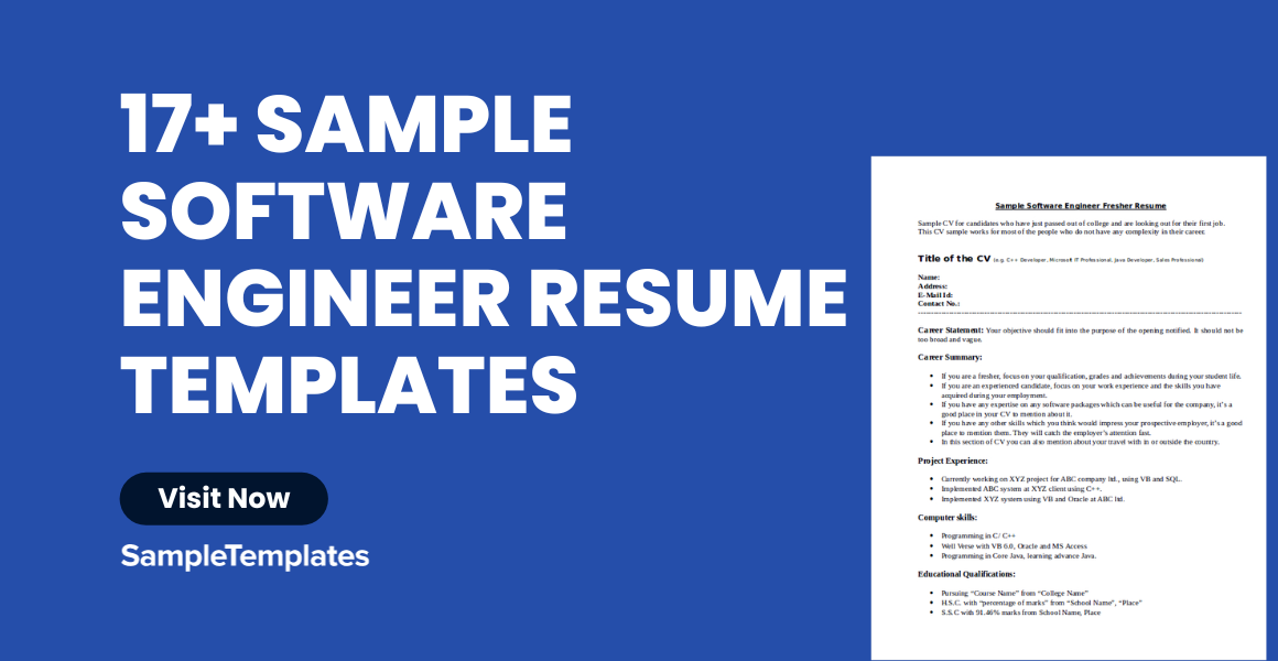 sample software engineer resume templates
