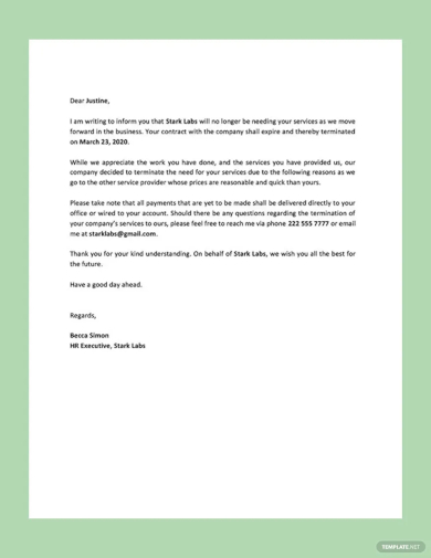 service termination letter template