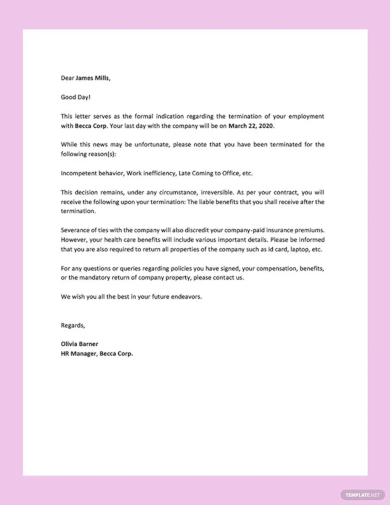 simple termination letter template