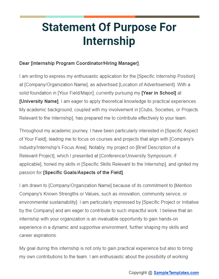 statement of purpose for internship