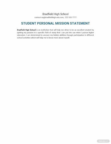 student personal mission statement template