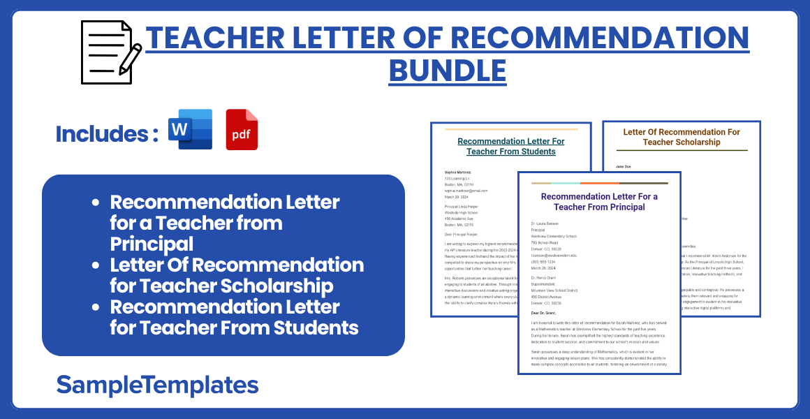 teacher letter of recommendation bundle