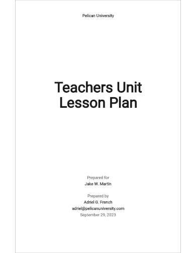 teachers unit lesson plan template