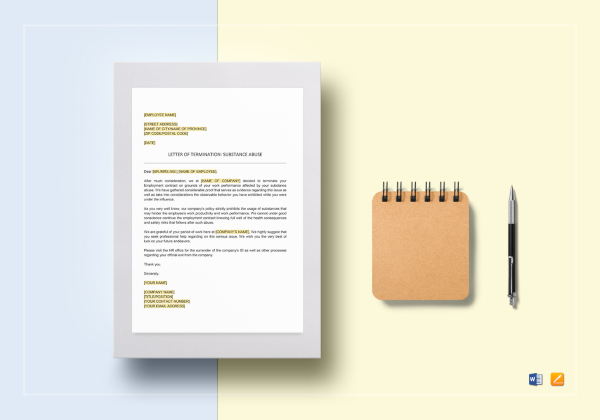 termination letter substance abuse template