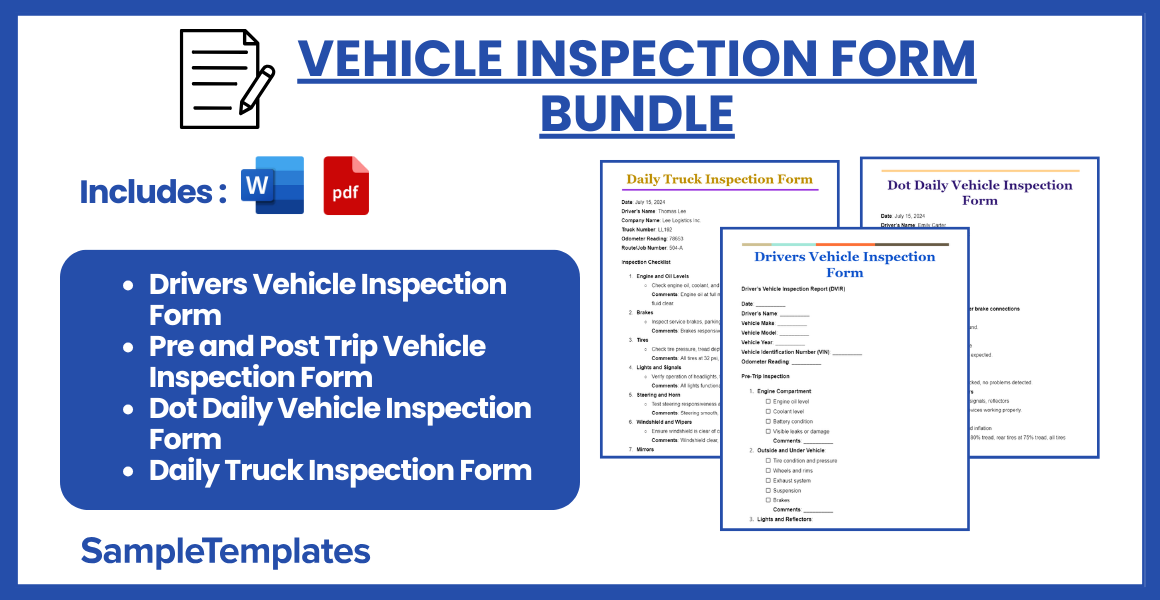 vehicle inspection form bundle