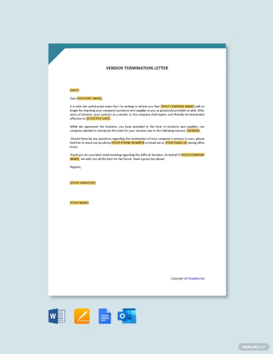 vendor termination letter template