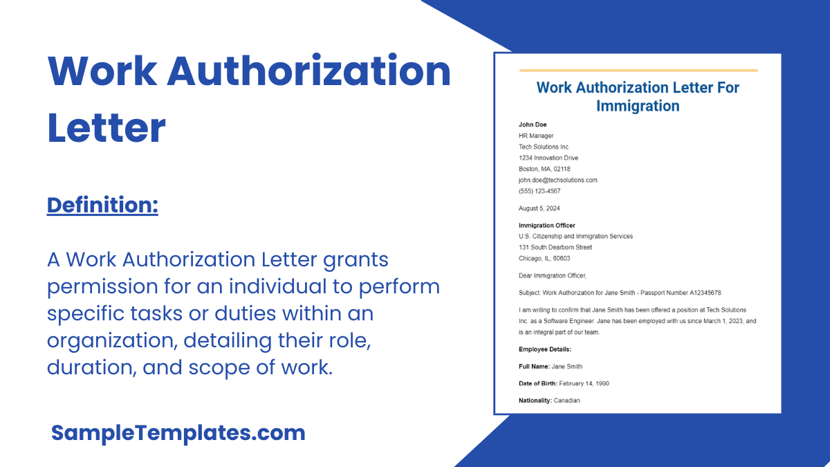 Work Authorization Letter