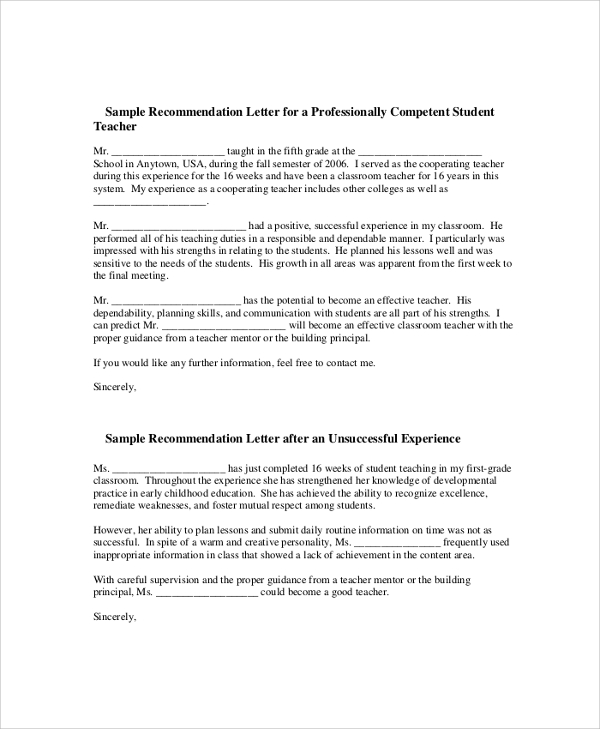 sample recommendation letter example