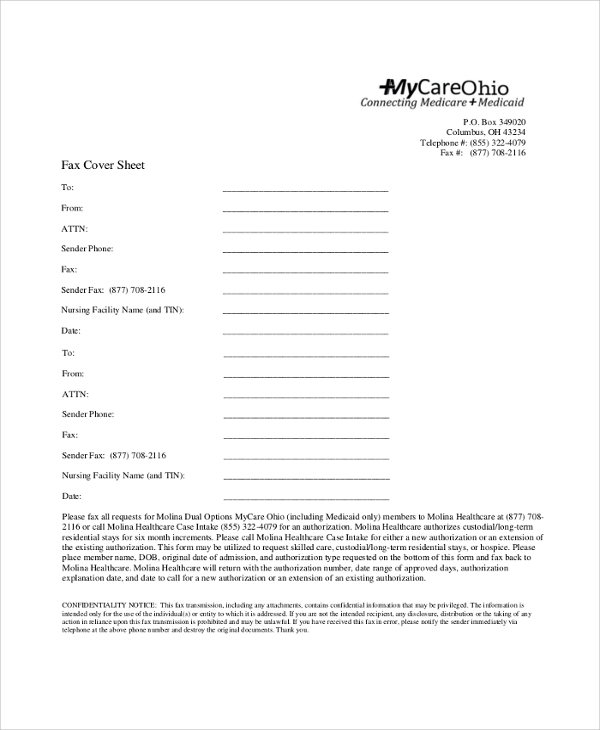 healthcare fax cover sheet pdf