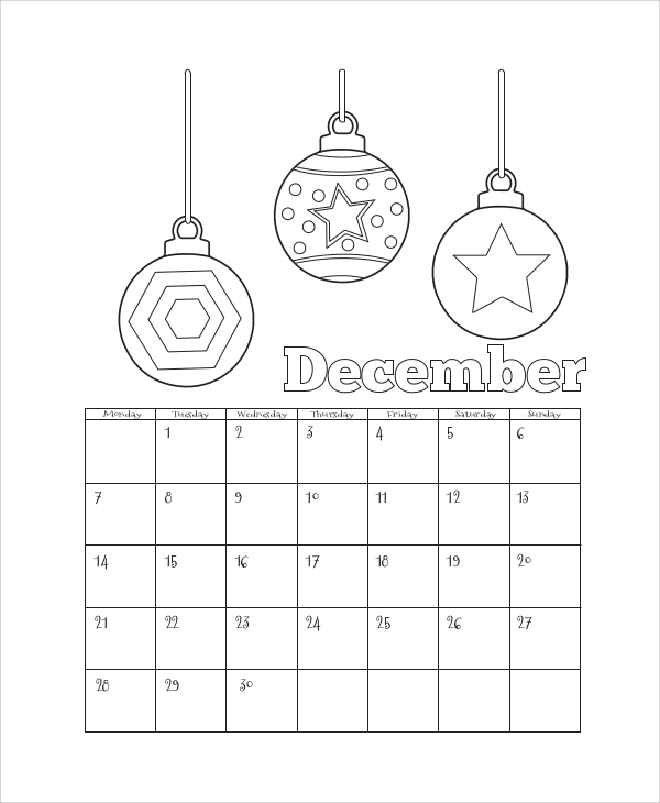 printable blank calendar for kids