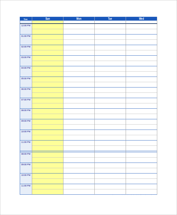 printable blank schedule calendar