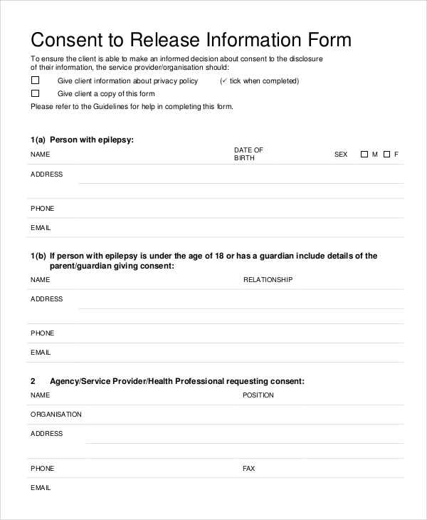 consent to release information form