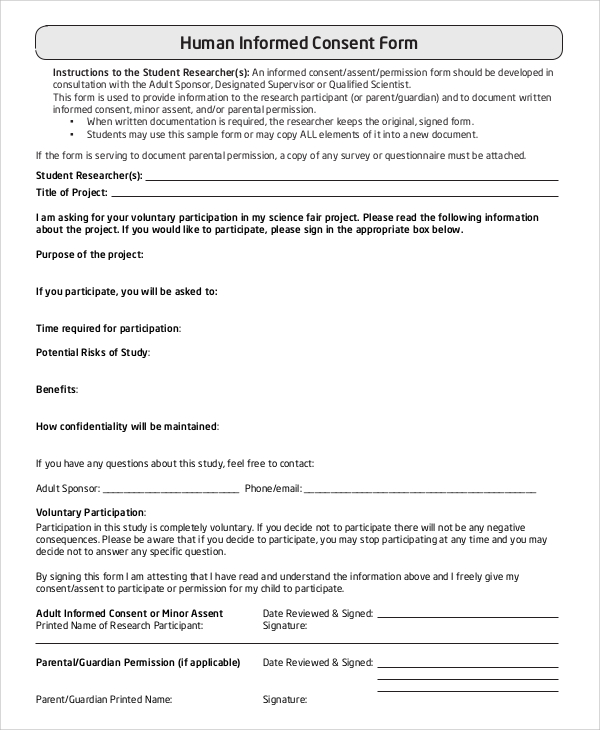 Printable Informed Consent Counseling Sample