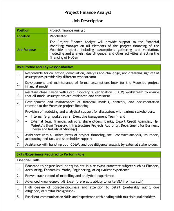 FREE 8+ Sample Financial Analyst Job Description Templates ...