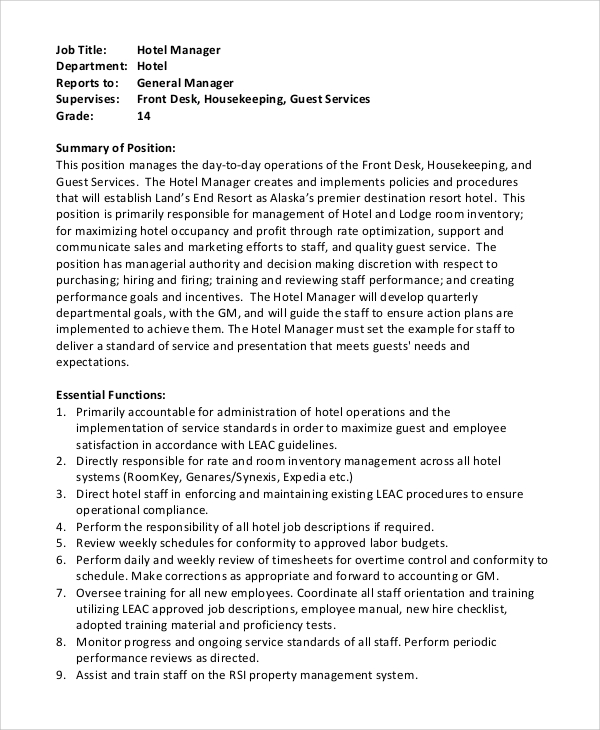 general manager job description pdf