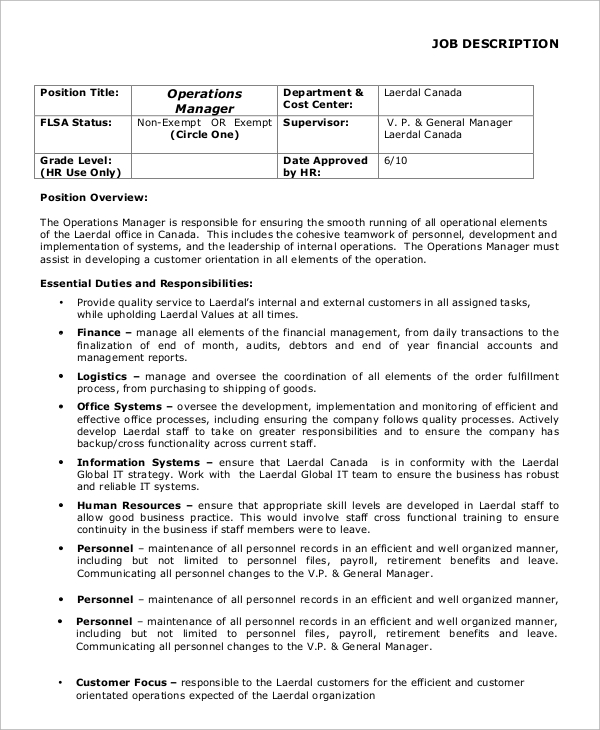 general manager job description pdf