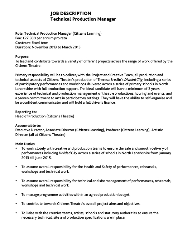 FREE 8+ Sample Product Manager Job Description Templates in PDF MS Word