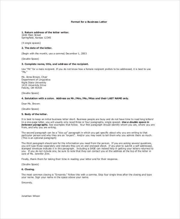 formal business letter envelope format