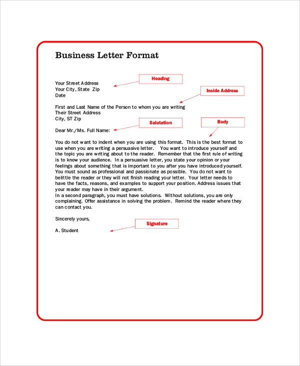 formal business letter format example