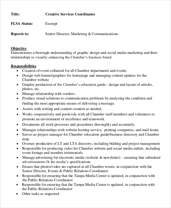 FREE 8+ Creative Director Job Description Samples in PDF MS Word