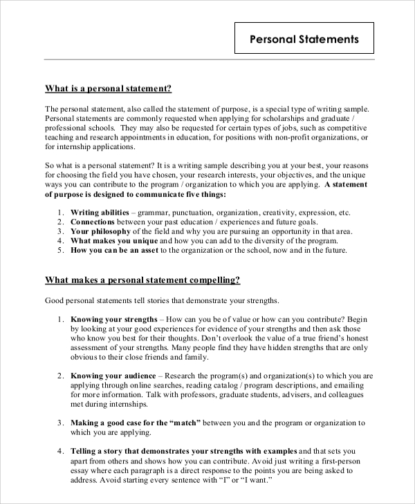 medical personal statement template