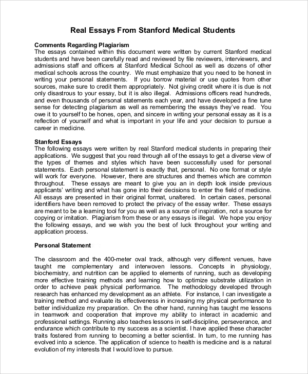 personal statement medical school sample essay