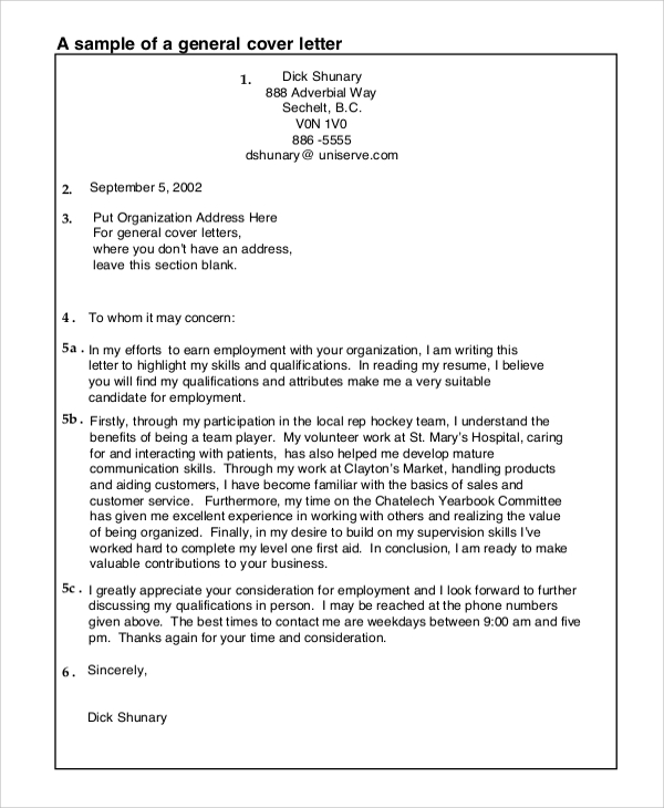 generic cover letter examples