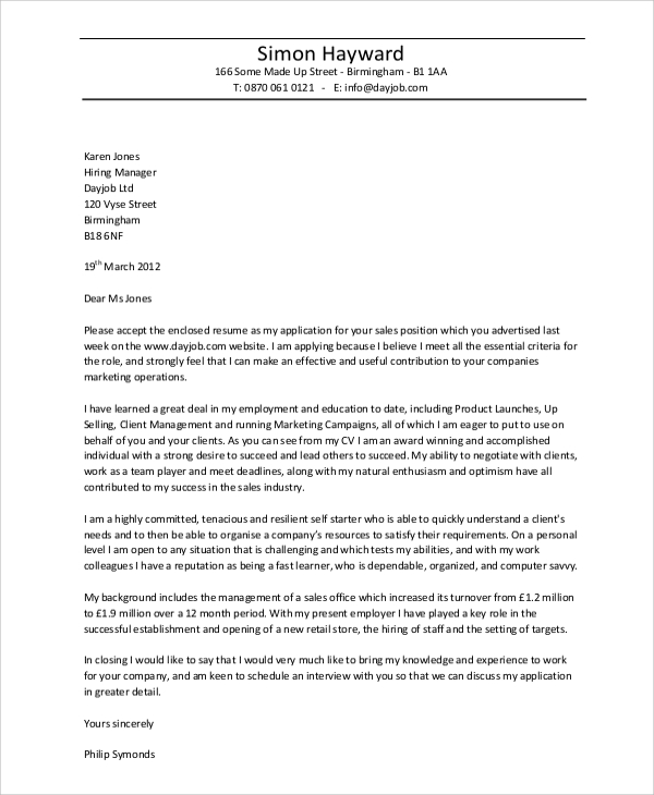 General Cover Letter Example Database Letter Template Collection