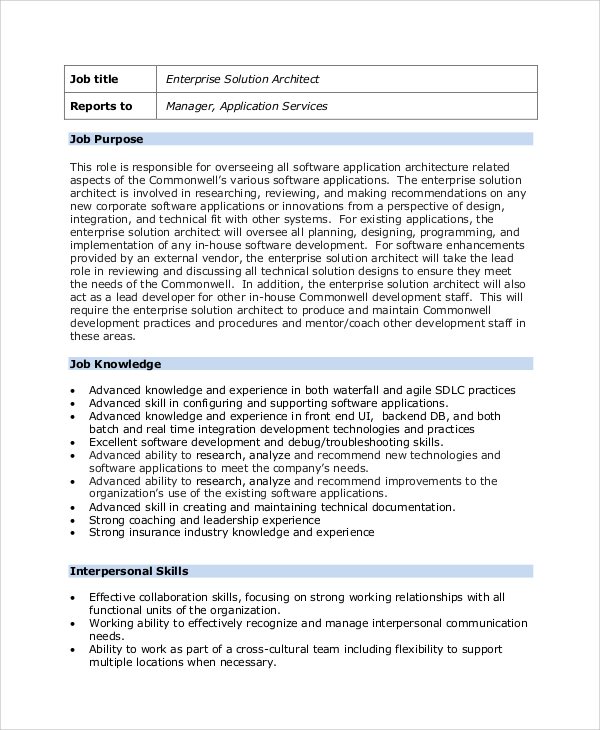 solution architect job description