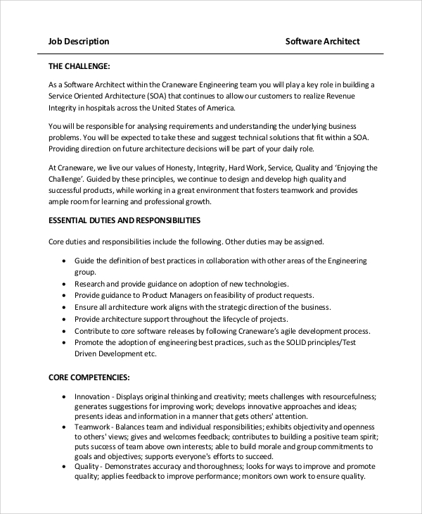 FREE 8+ Sample Architect Job Description Templates in PDF