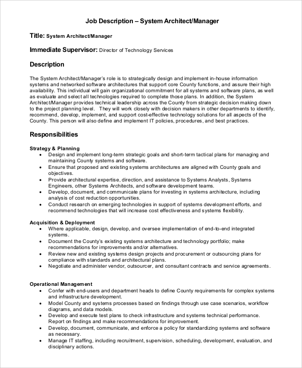 chief technology architect job description