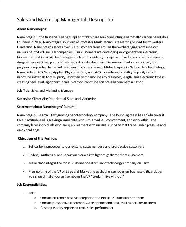 FREE 11+ Sample Marketing Job Descriptions in PDF | MS Word