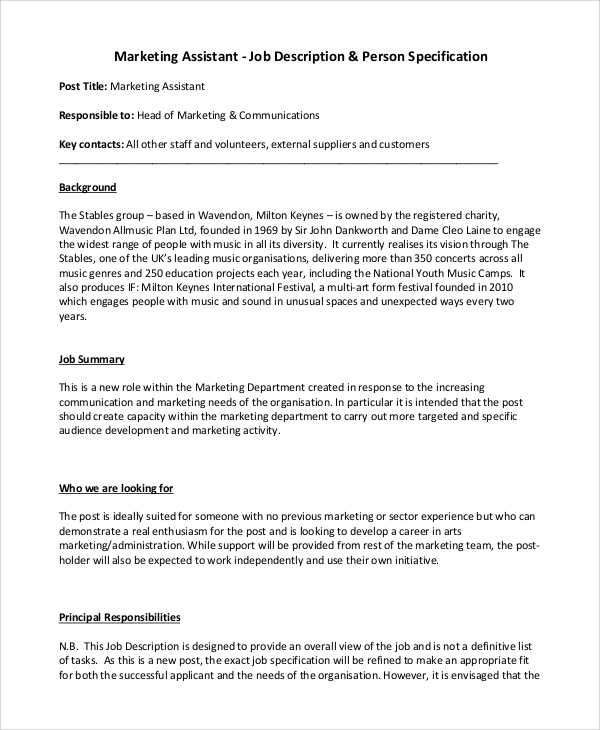 FREE 11+ Sample Marketing Job Descriptions in PDF | MS Word