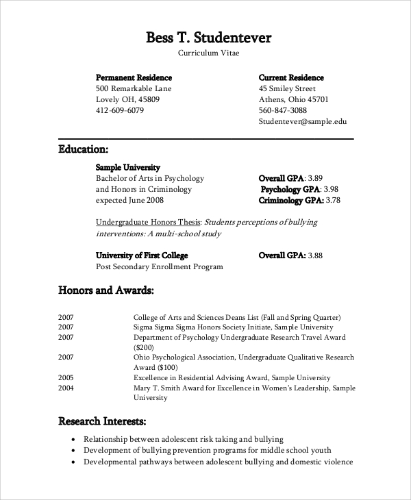 FREE 16+ Sample CV Templates in MS Word PDF Pages PSD