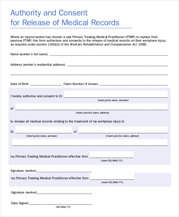 FREE 9 Sample Medical Records Release Forms In PDF MS Word