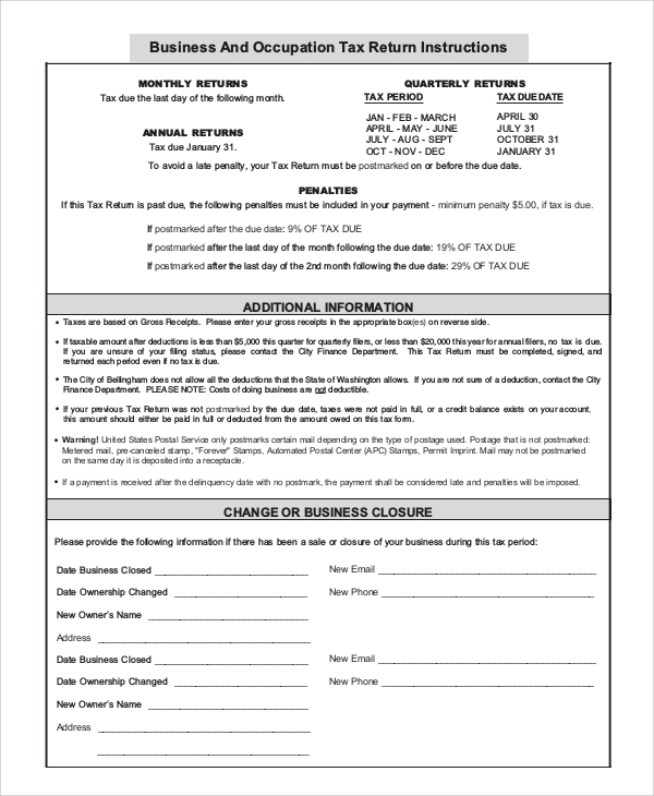 small business tax form