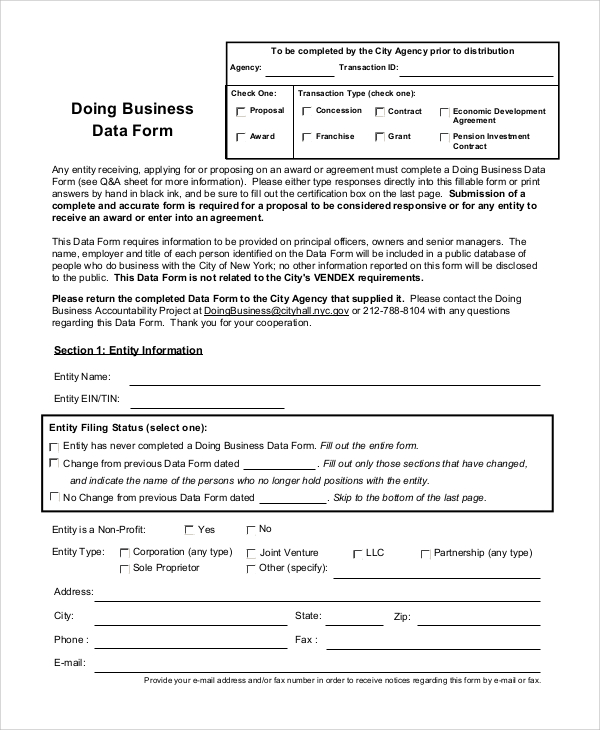 business data form