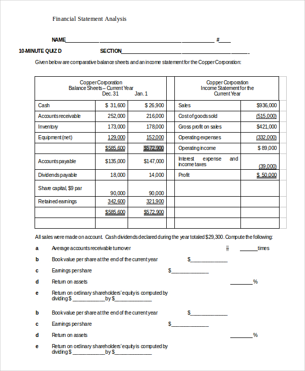 FREE 8 Sample Statement Analysis Templates In PDF MS Word Excel