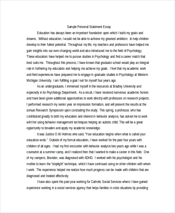 personal statement sample essay